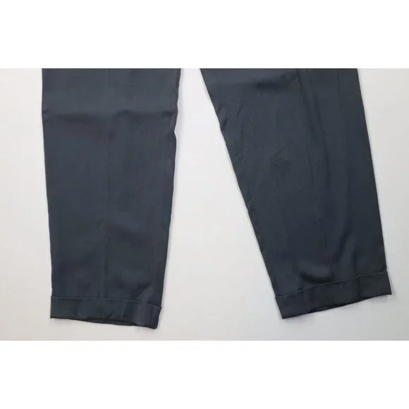 Vintage 50s Streetwear Mens 32x31 Rayon Gabardine Wide Leg Chino Pants Gray USA